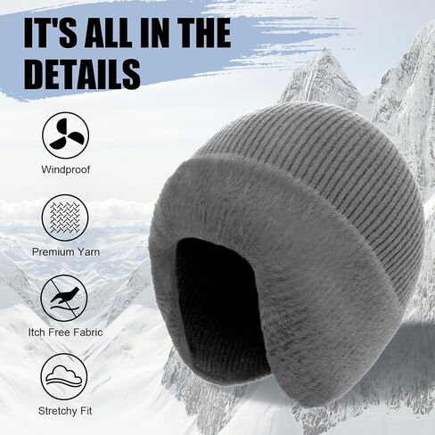 MEJORMEN M/L/XL/XXL Mens Winter Beanie with Earflap Women Warm Thermal Fleece Knitted Hat Stocking Caps Skull Cap for Outdoor in Saudi Arabia