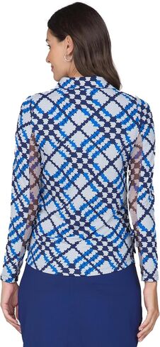 IBKUL Athleisure Wear Sun Protective UPF 50+ Icefil Cooling Tech Sonika Print Adjustable Length Long Sleeve Polo - 48653 in Saudi Arabia