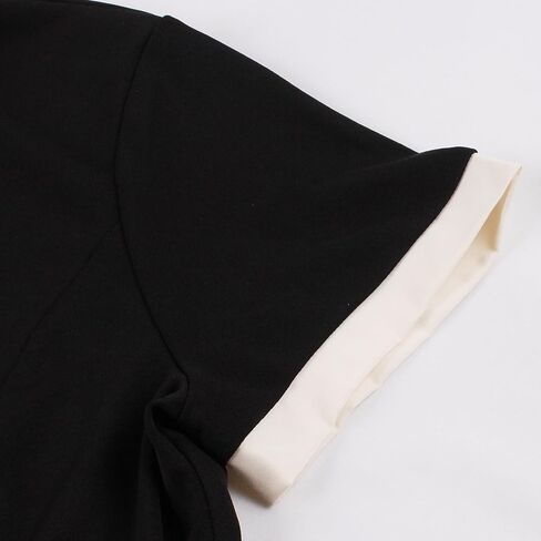 50s Style Dresses for Women Vintage Short Sleeve Tie Neck Swing Dress Midi Prom Dress with Belt in Saudi Arabia
