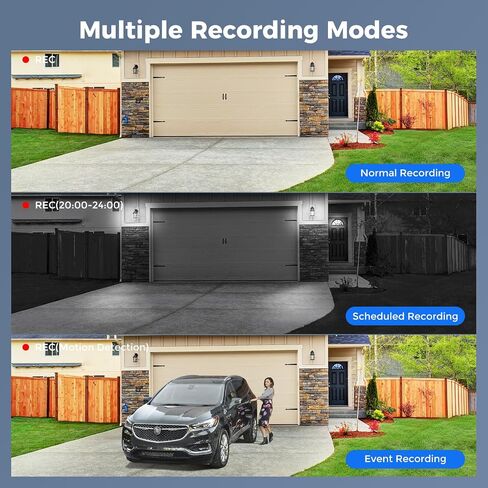 [3TB HDD+Person/Vehicle Detection] Hiseeu 5MP Security Camera System 8ch Wired Home Security Camera 8pcs Outdoor Security Cameras with Indoor H. 265+ DVR for Free Remote Mobile/PC 7/24 Recording in Kuwait