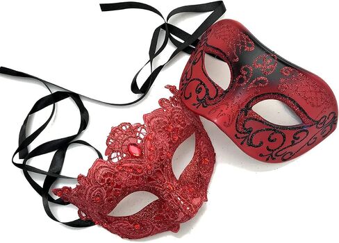 MASQ Brocade Lace Masquerade Ball Mask Pair Burlesque Mardi Gras Birthday Prom Wedding Party in Saudi Arabia