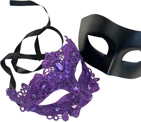 MASQ Brocade Lace Masquerade Ball Mask Pair Burlesque Mardi Gras Birthday Prom Wedding Party in Saudi Arabia
