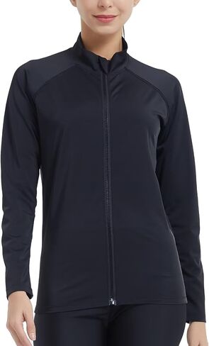 Women's Rash Guard Zip Up Long Sleeve Swim Shirt UV Sun Protection Shirts Quick Dry Surfing Fishing Water Shirts in Saudi Arabia