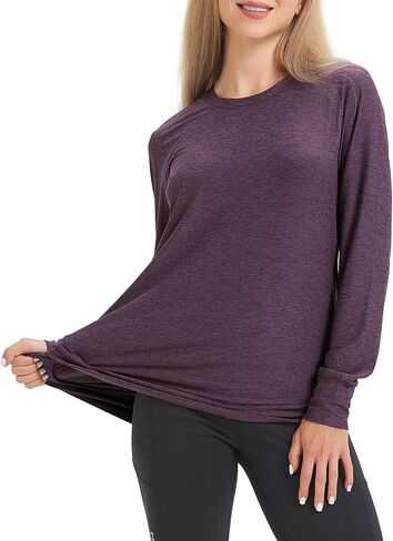 Women's Long Sleeve Shirts Crew Neck Basic Tops Sports T-Shirts Women's Casual T-Shirts Going Out Tops for Women in Saudi Arabia