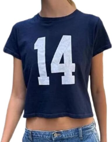 Summer Crop Top Number 14 Fitted Tee Jersey Short Sleeve Y2k Shirt Graphic Baby Tee Women in Saudi Arabia