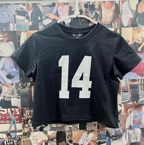 Summer Crop Top Number 14 Fitted Tee Jersey Short Sleeve Y2k Shirt Graphic Baby Tee Women in Saudi Arabia