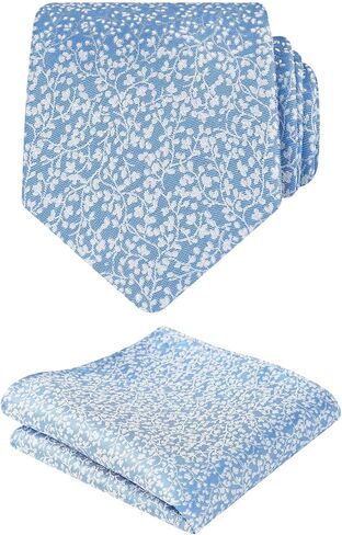 Alizeal Mens 3.15inches Light Color Rustic Tie with Flower Printed Handkerchief in Kuwait