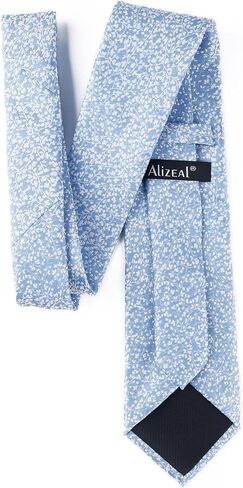 Alizeal Mens 3.15inches Light Color Rustic Tie with Flower Printed Handkerchief in Kuwait