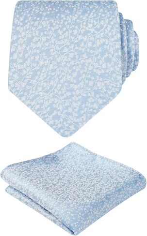 Alizeal Mens 3.15inches Light Color Rustic Tie with Flower Printed Handkerchief in Kuwait