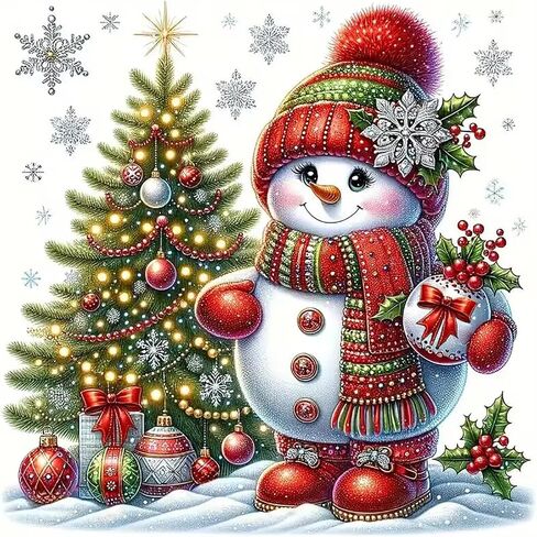 5D Winter Christmas Diamond Painting Kits for Adults Beginners,Winter Christmas Snowman Tree Diamond Art Kit,DIY Full Round Drill Diamond Dot Gem Art Kits for Adults,Home Wall Decor 13.78x13.78 Inch in Saudi Arabia