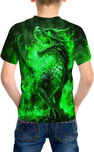 Kids 3D Print Graphic Tees Funny Fire Dragon Short Sleeve T Shirts for Youth Boys Girls 4-14 Years in Kuwait
