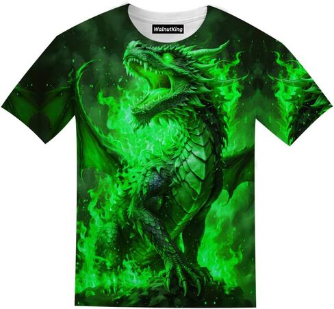 Kids 3D Print Graphic Tees Funny Fire Dragon Short Sleeve T Shirts for Youth Boys Girls 4-14 Years in Kuwait