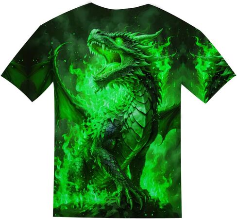 Kids 3D Print Graphic Tees Funny Fire Dragon Short Sleeve T Shirts for Youth Boys Girls 4-14 Years in Kuwait