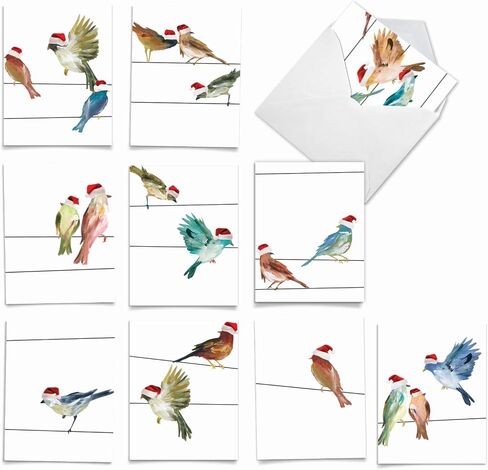 The Best Card Company - 10 Blank Merry Christmas Note Cards (4 x 5.12 Inch) - Boxed Holiday Notecards with Envelopes - Blue Christmas M6700XSB in Saudi Arabia