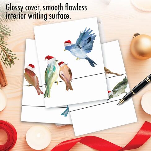The Best Card Company - 10 Blank Merry Christmas Note Cards (4 x 5.12 Inch) - Boxed Holiday Notecards with Envelopes - Blue Christmas M6700XSB in Saudi Arabia