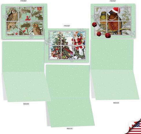 The Best Card Company - 10 بطاقات ملاحظات فارغة لعيد الميلاد المجيد (4 × 5.12 بوصة) - بطاقات ملاحظات للعطلات في صندوق مع مغلفات - عيد الميلاد الأزرق M6700XSB in Kuwait