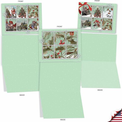 The Best Card Company - 10 بطاقات ملاحظات فارغة لعيد الميلاد المجيد (4 × 5.12 بوصة) - بطاقات ملاحظات للعطلات في صندوق مع مغلفات - عيد الميلاد الأزرق M6700XSB in Kuwait