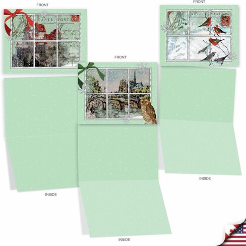 The Best Card Company - 10 بطاقات ملاحظات فارغة لعيد الميلاد المجيد (4 × 5.12 بوصة) - بطاقات ملاحظات للعطلات في صندوق مع مغلفات - عيد الميلاد الأزرق M6700XSB in Kuwait