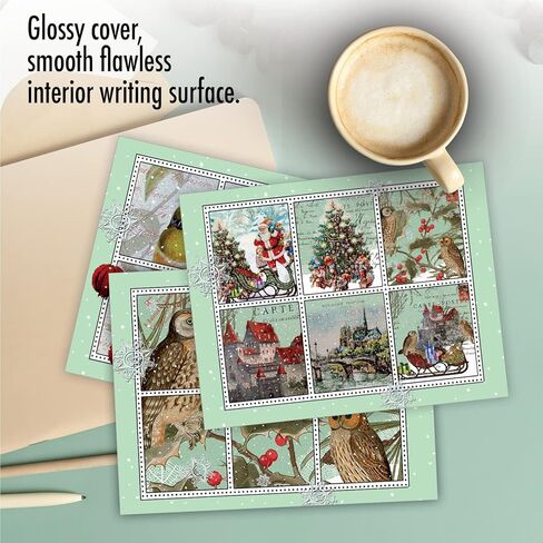 The Best Card Company - 10 بطاقات ملاحظات فارغة لعيد الميلاد المجيد (4 × 5.12 بوصة) - بطاقات ملاحظات للعطلات في صندوق مع مغلفات - عيد الميلاد الأزرق M6700XSB in Kuwait