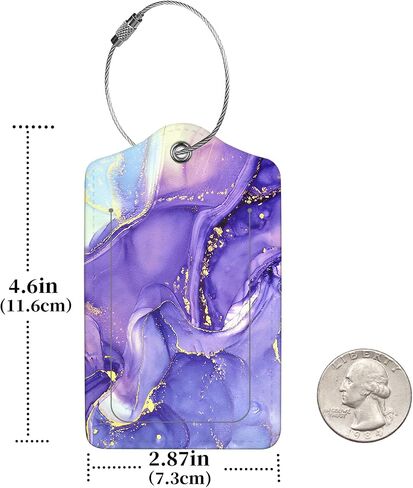 2 Pcs Luggage Tags for Suitcase, Cute Unique PU Leather Travel Bag Tag with Privacy Cover ID Label Address Card and Durable Metal Ring Suitable for Men Women Children Backpack,Crushed Flower in Kuwait