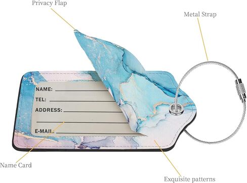 2 Pcs Luggage Tags for Suitcase, Cute Unique PU Leather Travel Bag Tag with Privacy Cover ID Label Address Card and Durable Metal Ring Suitable for Men Women Children Backpack,Crushed Flower in Kuwait