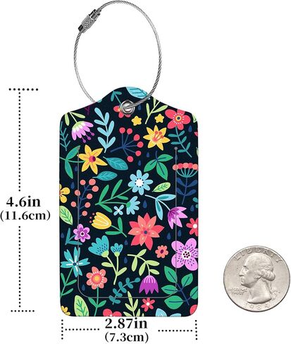 2 Pcs Luggage Tags for Suitcase, Cute Unique PU Leather Travel Bag Tag with Privacy Cover ID Label Address Card and Durable Metal Ring Suitable for Men Women Children Backpack,Crushed Flower in Kuwait