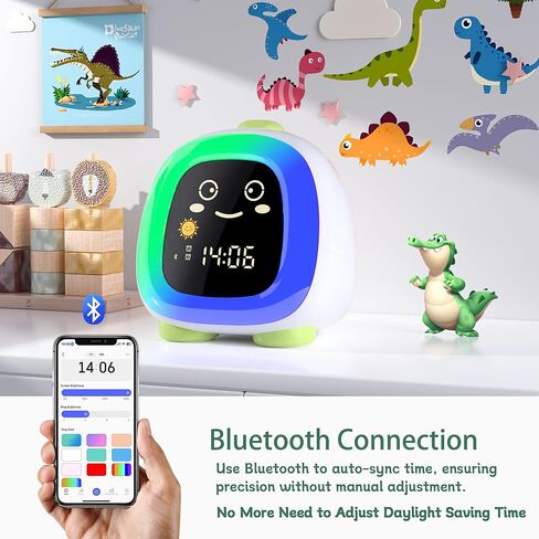 Kids Alarm Clock with App, Kids Clock with Bluetooth Control Auto Time Sync Night Light Sleep Training Easy Set, Alarm Clock for Kids, Parents, Gift in Kuwait