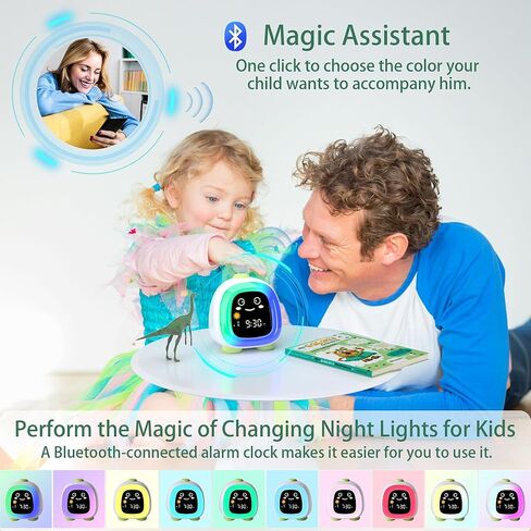 Kids Alarm Clock with App, Kids Clock with Bluetooth Control Auto Time Sync Night Light Sleep Training Easy Set, Alarm Clock for Kids, Parents, Gift in Kuwait