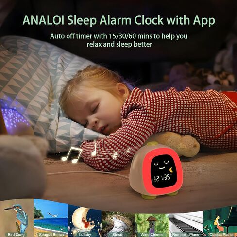 Kids Alarm Clock with App, Kids Clock with Bluetooth Control Auto Time Sync Night Light Sleep Training Easy Set, Alarm Clock for Kids, Parents, Gift in Kuwait