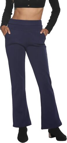 Yehopere Women's Fleece Lined Pants Thermal Flannel Lined Pants Winter Warm Bootcut High Waist Dress Pants in Saudi Arabia