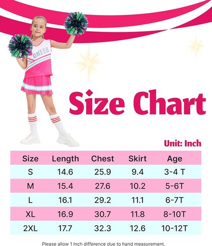 Cheerleader Costume for Girls, Cheer Uniform Dress Up Outfit with Accessories in Saudi Arabia