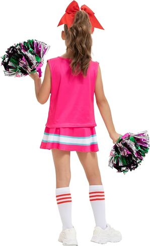 Cheerleader Costume for Girls, Cheer Uniform Dress Up Outfit with Accessories in Saudi Arabia