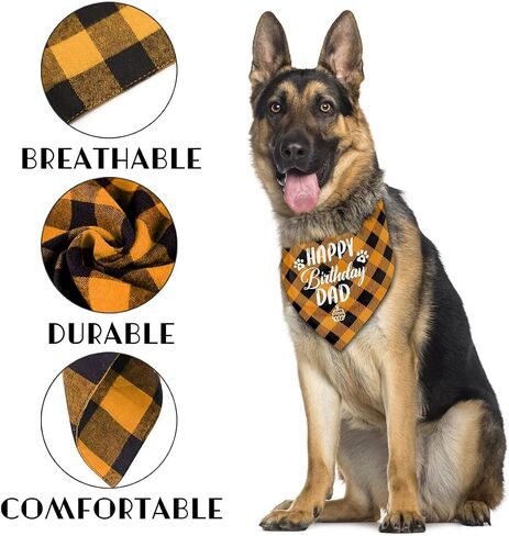 Dog Bandana,Happy Birthday Dad Dog Bandana, Dog Scarf Classical White Printing, Dog Scarf Accessories, Dog Bandana Pet Scarf, Pet Scarf Accessories, Dog Bandana Gift for Dad Birthday Party (K30) in Saudi Arabia