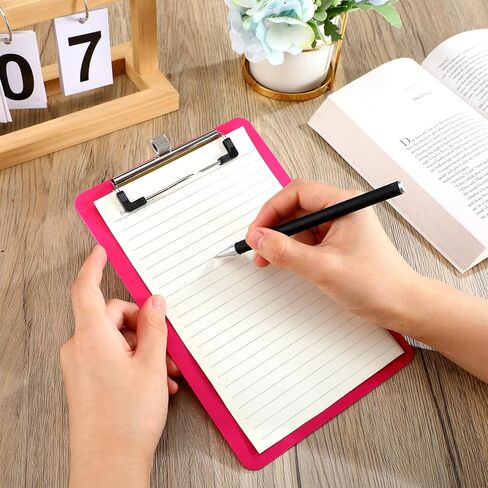 Qilery 12 Pcs Small Clipboards 6x9 with Pen Holder A5 Memo Clip Boards Plastic Colorful Mini Clipboard Bulk for Office Restaurant Cafe Hotel Shopping List, Pen Not Included in Saudi Arabia