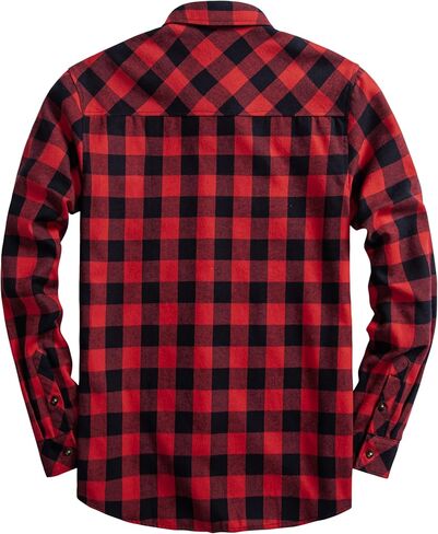 DELCARINO Mens Flannel Plaid Shirts Regual Fit Casual Long Sleeve Button Down Fleece Shirts in Saudi Arabia