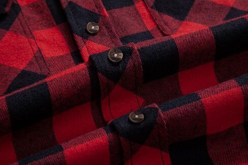 DELCARINO Mens Flannel Plaid Shirts Regual Fit Casual Long Sleeve Button Down Fleece Shirts in Saudi Arabia