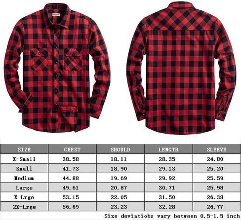 DELCARINO Mens Flannel Plaid Shirts Regual Fit Casual Long Sleeve Button Down Fleece Shirts in Saudi Arabia