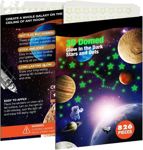 Realistic Tiny 3D Domed Glow in The Dark Stars, 826pcs Glow Dots and Stars, Adhesive Glow Stars for Kids Bedroom,Luminous Stars Stickers Create a Realistic Starry Sky,Room Decor,Wall Stickers in Saudi Arabia