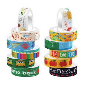 Back to School Washi Tape 12 Rolls Washi Tape Set Patriotic Packing Tape School Washi Masking Tape Decorative Paper Stickers Decorative tape for Gifts Wrapping DIY Art Crafts Wrapping Decor