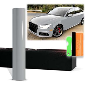 12"x60" (1FTx5FT) Light Khaki Green PET Super Gloss High Glossy Vinyl Wrap Auto Car Sticker Decal Film Sheet Bubble Free Air Release Technology with Tool Kit