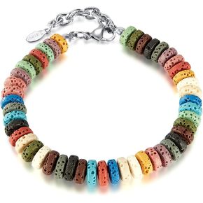 Lava Stone Bracelet Natural Volcanic Stone Beads Colorful Bracelet Essential Oil Diffuser Bracelet Jewelry for Men Women
