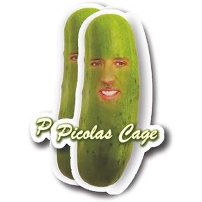 Picolas Cage Sticker - Funny Nicolas Cage Sticker - Pickle Face Meme- Premium Quality Vinyl Bumper Stickers 2-Pack | 5-Inch on Widest Side | Made in USA - FHJ586