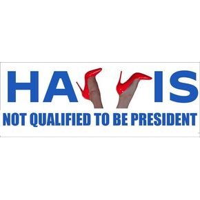 Red High Heels Harris Not Qualified to be President Bumper Sticker (Anti-Kamala Pro Trump Republican 2024 24 Liberal Vinyl Decal for car Truck or Van (3 x 8 inch)