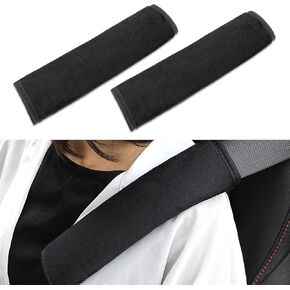2 PCS Car Seat Belt Shoulder Pad, 9.76" x 2.55" Soft Plush Relieves Shoulder Neck Pressure Seat Belt Protector, Sweat-Absorbent Breathable Accessory, Suitable for Cars, Backpacks (Black)