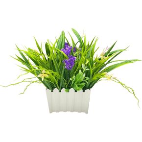 Fake Potted Plants for Indoor Artificial Small Purple Flowers Artificial Potted Plants for Home Décor Indoor or Outdoor