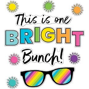 Carson Dellosa Kind Vibes Bulletin Board Set-This is One Bright Bunch Motivational Header with Sunglasses and Sun Cutouts, Bulletin Board Decor (39 pc)