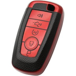Key Fob Cover for Ford, Smart Remote Car Key Case Accessories Compatible with 2016-2023 Ford Fusion F150 F250 F350 F450 F550 Edge Explorer Escape Mustang(Red)