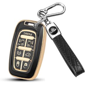 Key Fob Cover fit for Chrysler Pacifica, 7 Button for 2017-2024 Touring, Pinnacle, Limited, Voyager, 2020 Proximity, Smart Key Fob Replacement 68217832AC, 68217832AB, M3N-97395900 (White, Silver Edge)
