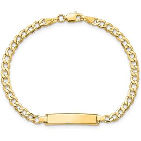 14K Solid Yellow Gold Cuban Link Name Bar Identification ID Bracelet