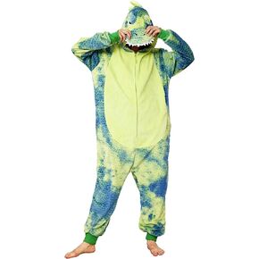 Unisex Adult Dinosaur Costume Dino Onesie Pajamas,Tie-dye Dino Halloween Costume Cosplay Costume for Women & Men